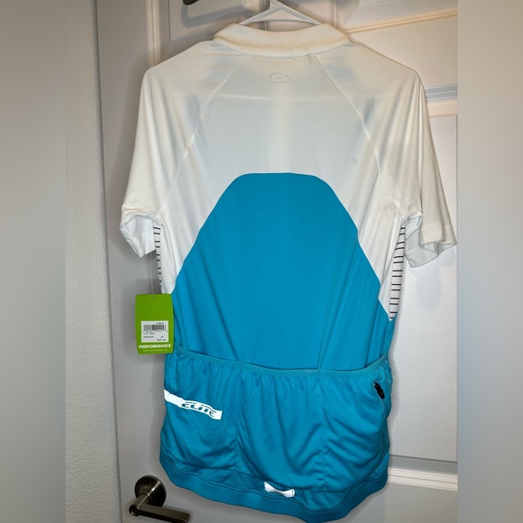 PERFORMANCE Elite Cycling Jersey Size M Blue White Short Sleeves Pockets - Picture 5 of 9